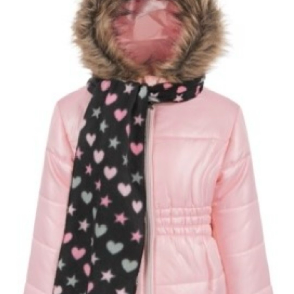 S Rothschild & Co Little Girls Puffer Coat with Scarf Size 5/6